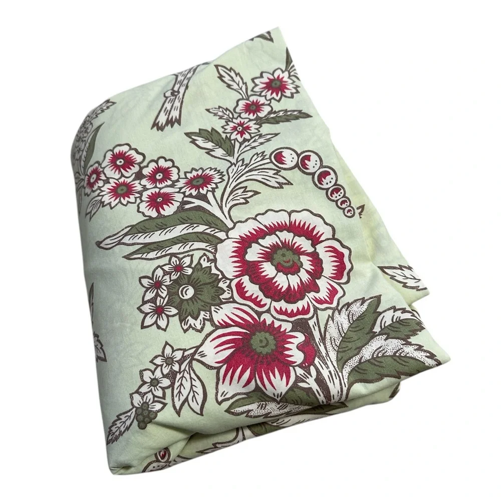 Pottery Barn Duvet Cover Light Green Pink Floral Boho Cottagecore 94”x80”